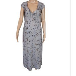 Vintage Floral Maxi Dress 60s 70s Sze 12 Grey brown beautiful details Retro